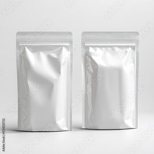 Blank White Food Package on Rock Texture Surface for Mockup Design