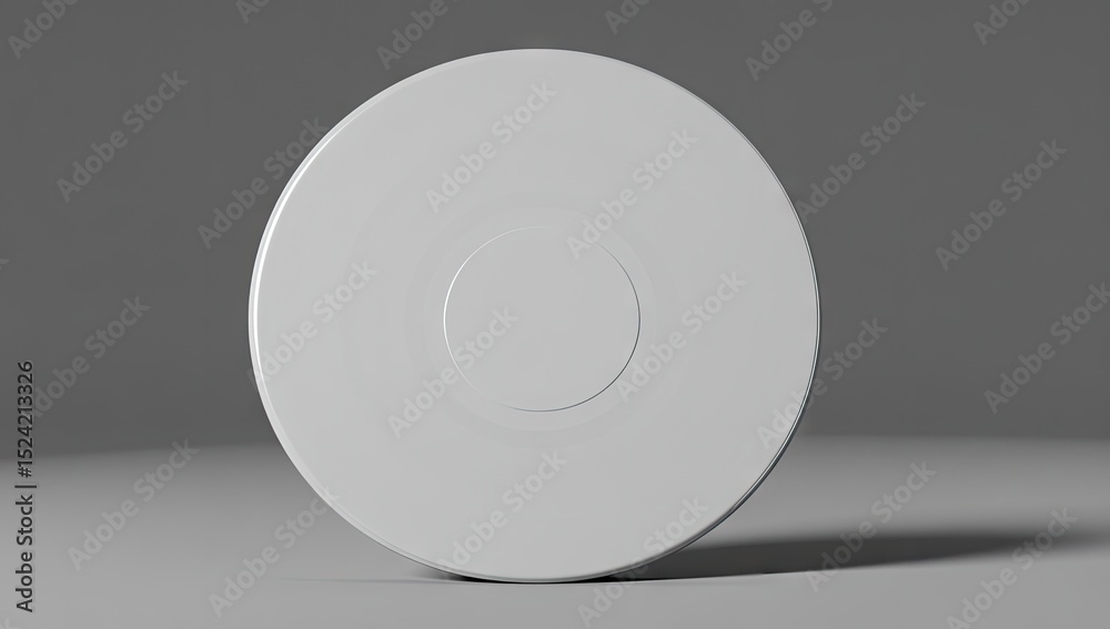 Blank, round, light gray disc on a gray surface Blank, round, light gray disc on a gray surface