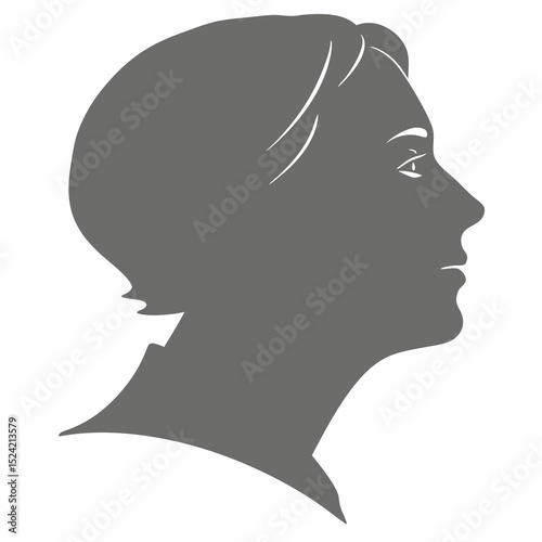 Profile silhouette of a woman with short hair and smooth features  