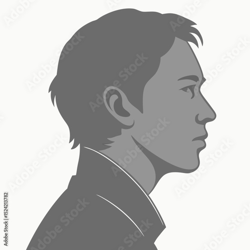 Young man silhouette in profile against a plain background  