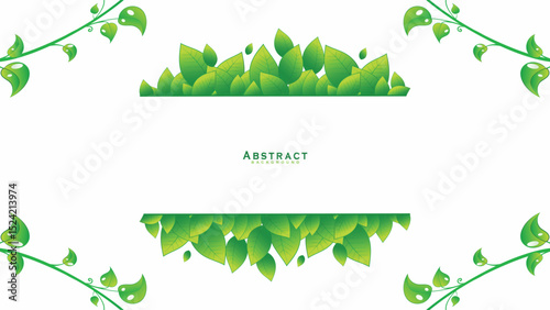 Green abstract background design with elegant leaf elements vector illustration