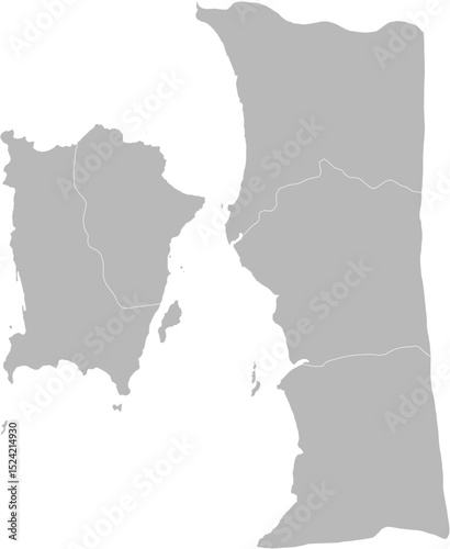 Pulau Pinang, Malaysia – administrative vector map with level 2 district boundaries (Web Mercator projection, PPT-compatible & fully editable)