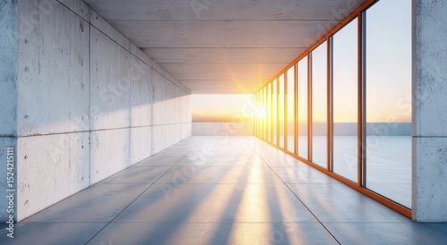 Modern Interior with Sunset View