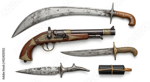 old hunting knife on a white background