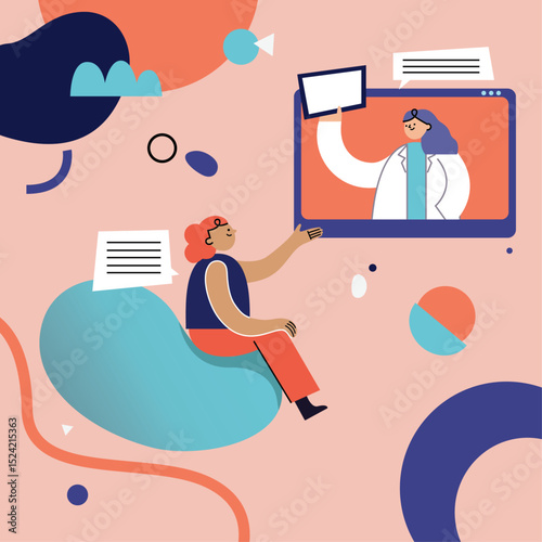 Hospital, doctor, medical care, flat cartoon vector illustration