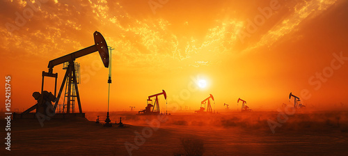 oil pump at sunset