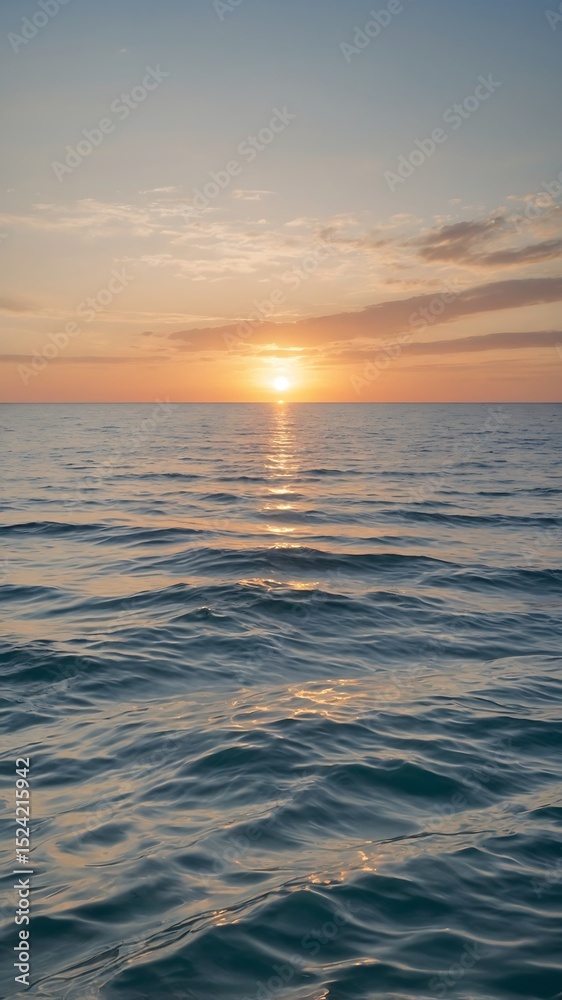 Obraz premium Serene Sunset over Calm Ocean Waters A Peaceful Seascape