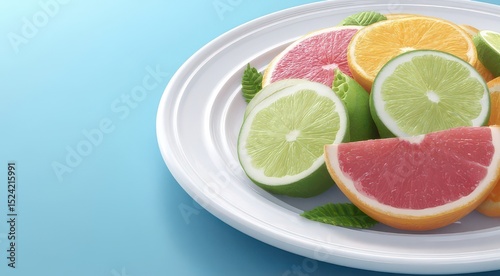 Vibrant Citrus Fruit Arrangement on a Plate
