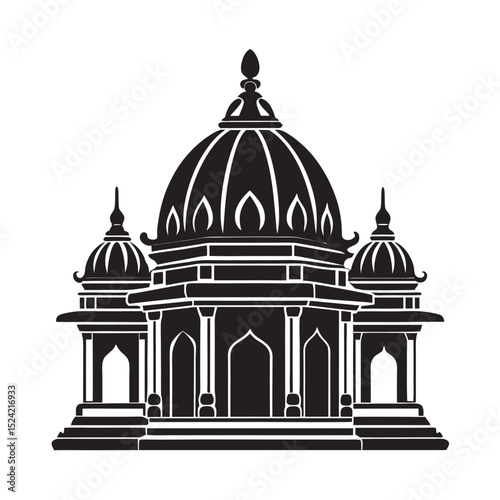 vector-of-silhouette-of-hindu-temple-cap-on-the-wh.eps