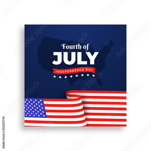 Independence Day online banner with USA flag | 4th of July patriotic ad graphic for digital use | social media post