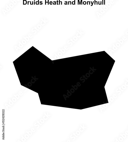 Druids Heath and Monyhull (England) blank outline map