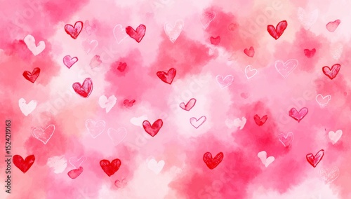 Romantic Watercolor Hearts Background Perfect for Valentine's Day Cards and Invitations