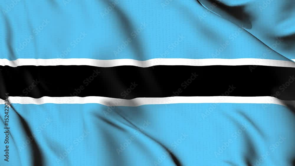 The Botswana country flag waves in the wind.