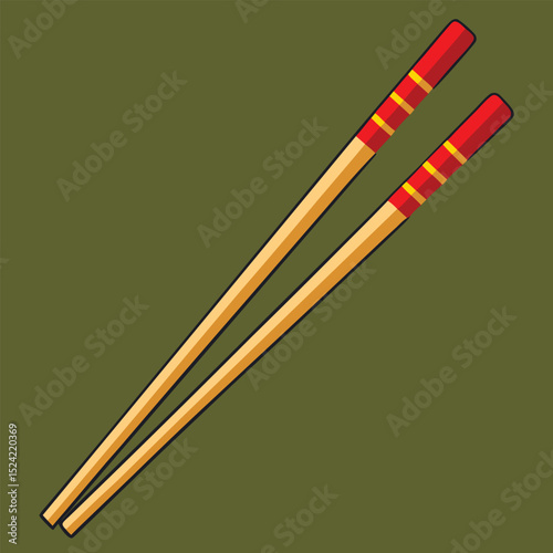 An isolated wooden baseball bat and ball, not chopsticks, with a vector design