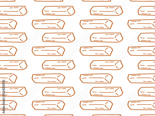 Seamless Doodle Pattern of Chocolate Bars or Wood Logs. Hand Drawn Cartoon Style Vector. Seamless vector pattern featuring hand-drawn brown blocks that resemble either chocolate bars or wooden logs.

