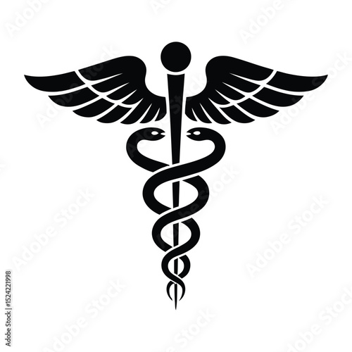 Asclepius’s Wand – Health Symbol Vector Art in Black

