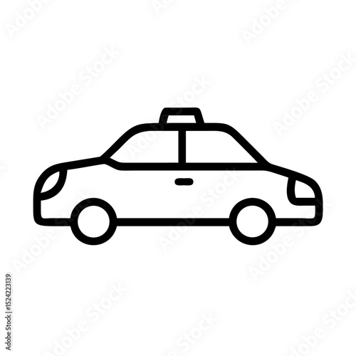 Taxi car icon with roof sign in minimalist linear style  