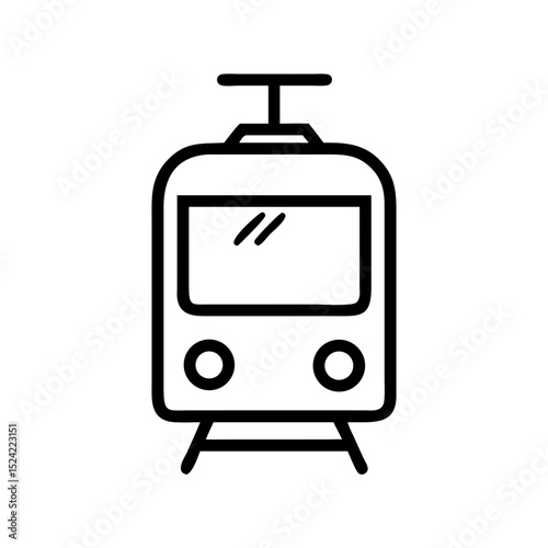 Tram vector icon in minimalist design on a white background  