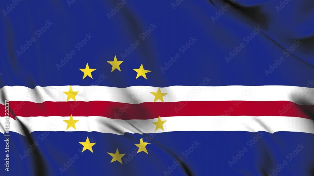 The Cape Verde country flag waves in the wind.
