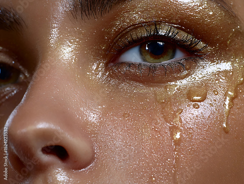 close up portrait of a young woman with closed eyes