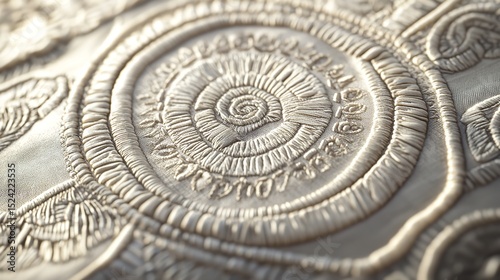 A pile of decorative silver coins featuring intricate floral engravings arranged in a visually appealing manner.