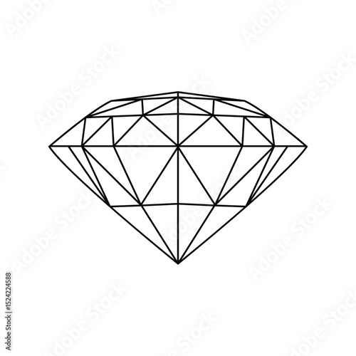 Diamond is drawn in black and white. The diamond is a simple shape, but it has a lot of detail, Diamond icon collection vector design illustration isolated
