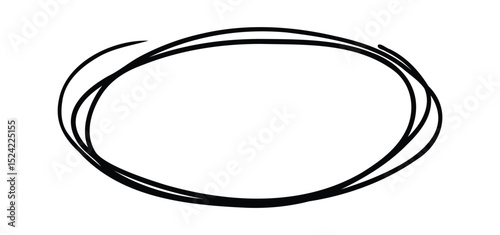 Black scribbled circle emphasizes key points, perfect for presentations, designs, and creative projects requiring a simple yet effective visual element