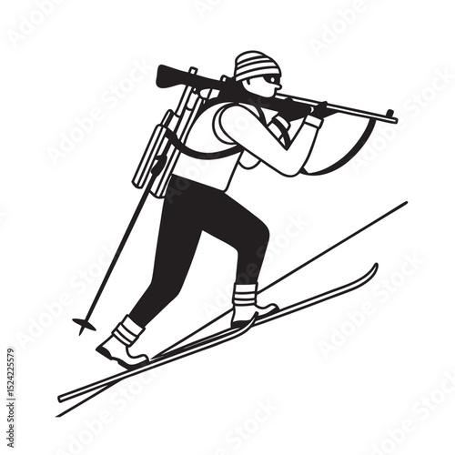 line-art-of-biathlon-on-the-white-background (1).eps
