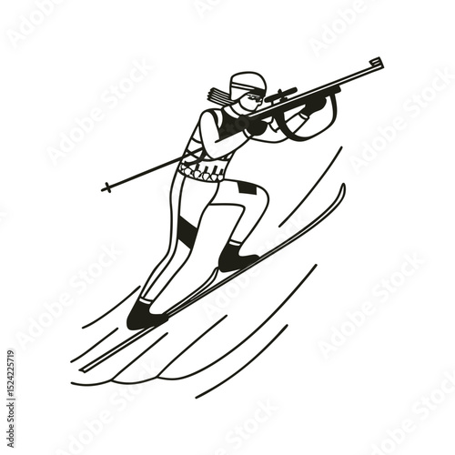 line-art-of-biathlon-on-the-white-background.eps
