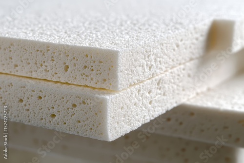 Close-Up View of Textured White Foam Sheets in Layers and Details