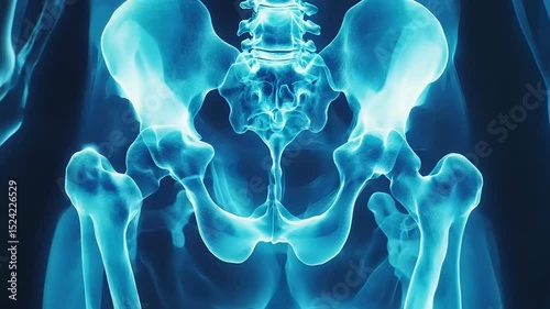 X-ray image showcasing a human skeletal structure with detailed joint articulation