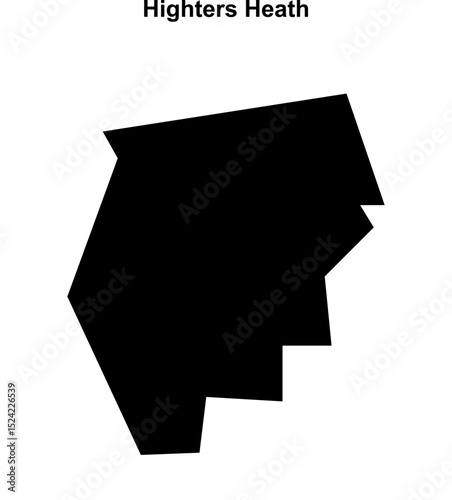 Highters Heath (England) blank outline map