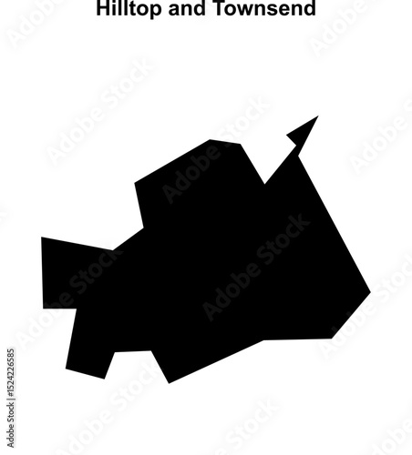 Hilltop and Townsend (England) blank outline map