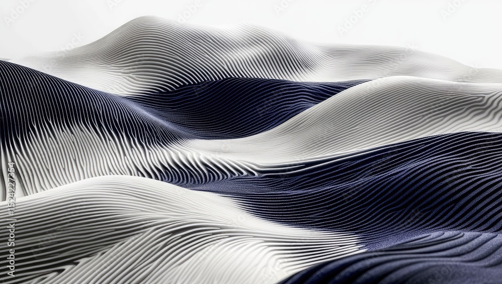Naklejka premium Abstract, wavy, textured landscape in grayscale
