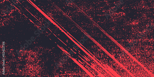 Abstract Scratch Red Grunge Texture In Black Background Design.vector ilustration