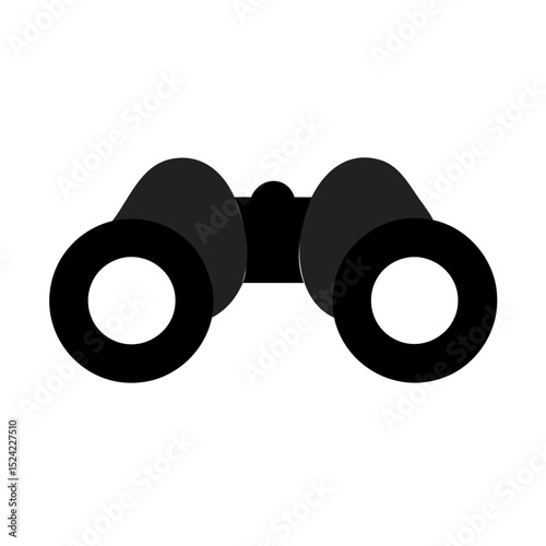 Illustration of binoculars with black color and white lens on a white background on transparent background