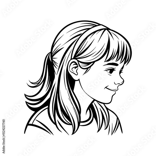 girl side bangs vector art silhouette