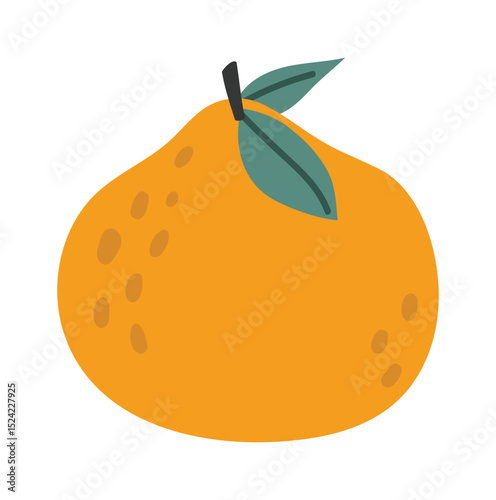 Ripe mandarin with green leaves, showcasing its vibrant color, textured skin, and promise of refreshing flavor, perfect for healthy eating and visual appeal