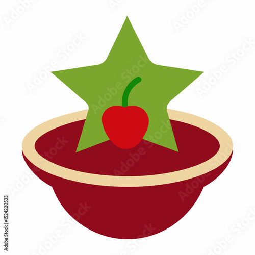 illustration of an apple in a red bowl