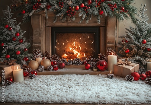 Holiday Christmas card with home decor.