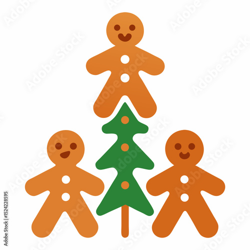 gingerbread man with christmas tree