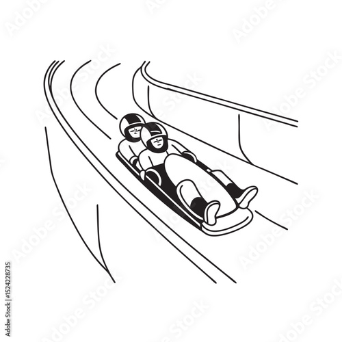 line art of luge on the white background