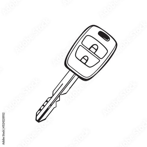 line art of modern smart key on the white background
