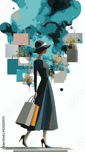 Vector Art Poster Watercolor Style of Business Woman