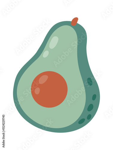 Whole fresh avocado cut in half showing its seed representing healthy food, organic farming, and vegan or vegetarian lifestyle promoting natural nutrition
