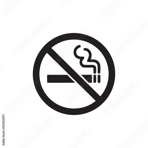 No smoking sign icon. Vector black silhouette. with white background