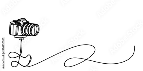 Sleek Camera Outline Design, A sleek and artistic black-and-white camera design