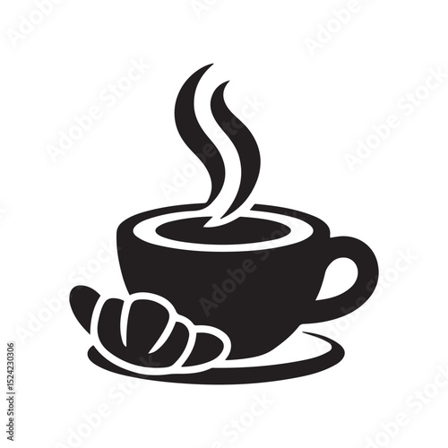 breaktime icon. Vector black silhouette. with white background