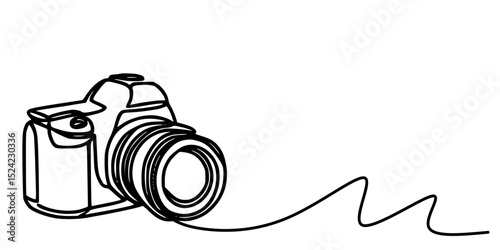 Minimalist Camera Line Art, A minimalist line drawing of a camera.