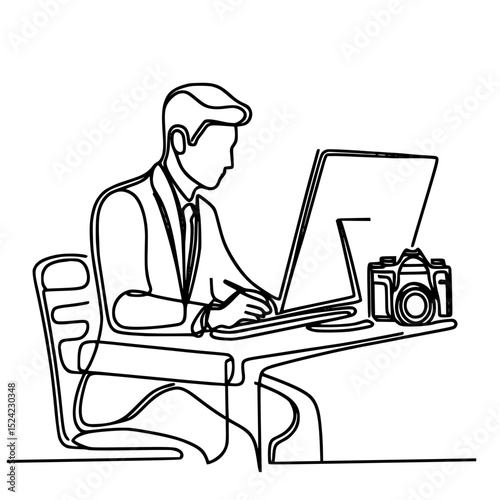 businessman working on laptop, productive Work Session, 
A businessman deeply immersed in work., 
